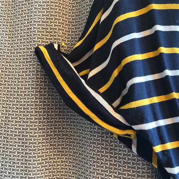 Navy with yellow & white striped knit dress - Picture 2 of 4